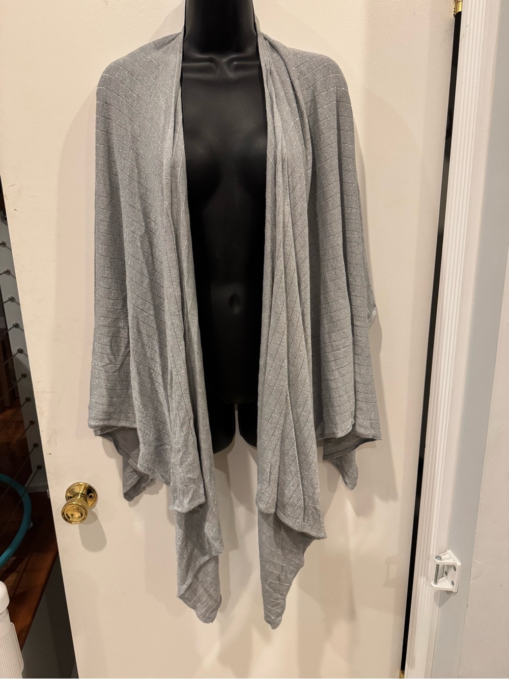 Calvin Klein Light Gray Drape Front Sweater Wrap